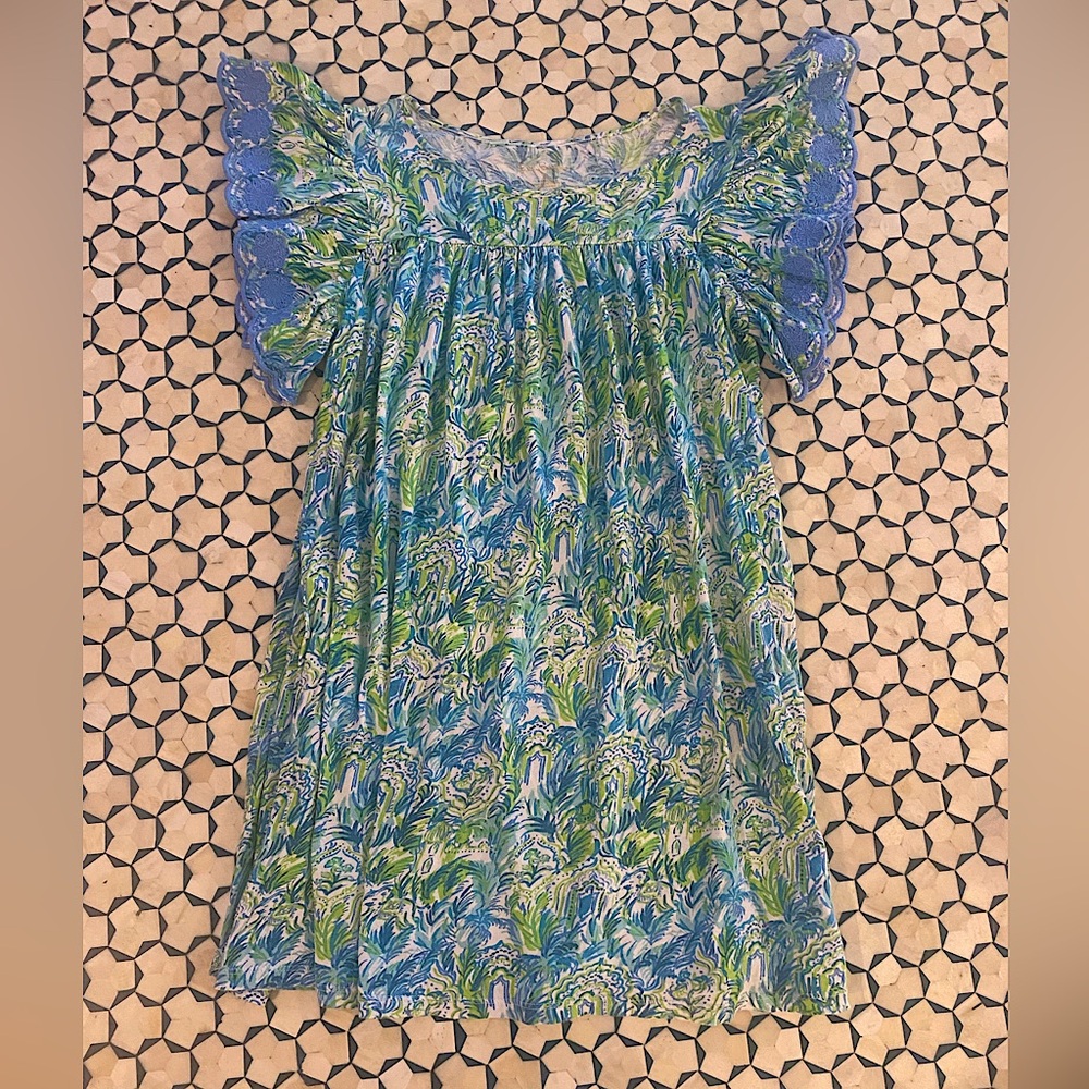 Lilly Pulitzer Girls Floral Blue and Green Dress